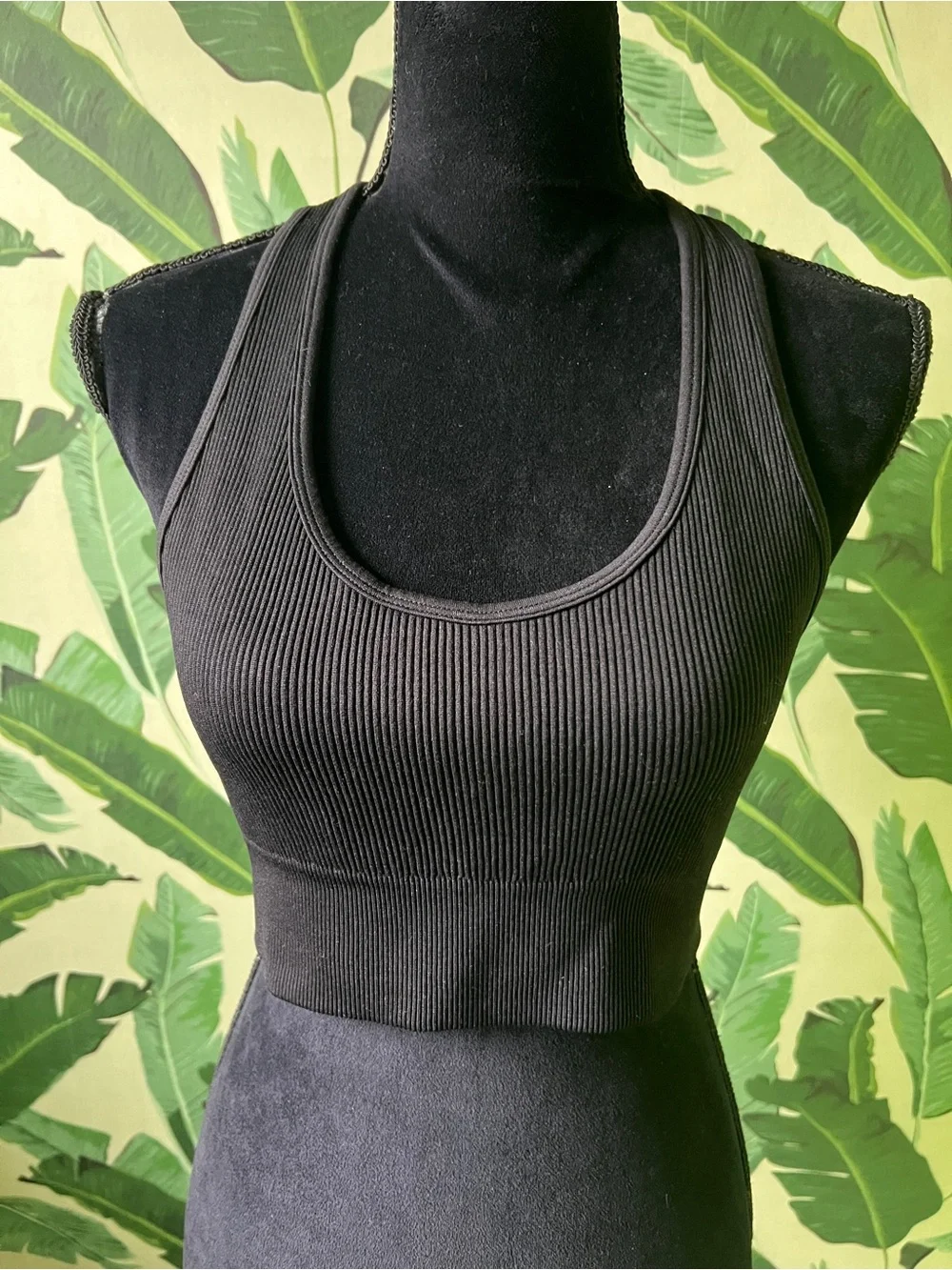 90‎ Degree by Reflex Black Ribbed Sports Bra Womens Medium